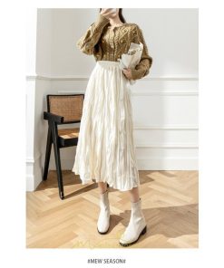 スカート | ロング 秋 秋服 レディース ボトムス ロングフレア プリーツ裏地付き キレイめ オシャレ 着痩せ 可愛い ウエストゴム フェミニン