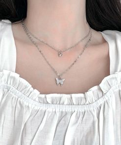 ネックレス | 2連蝶々 ジュエリー?上品