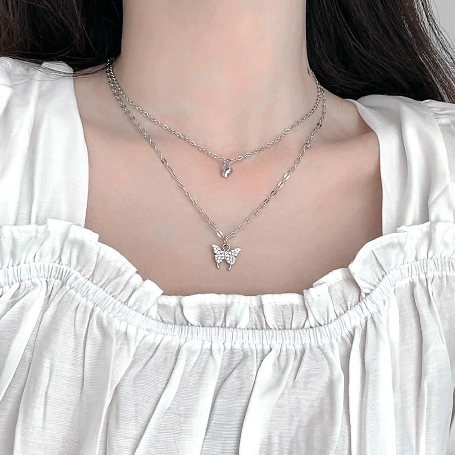 ネックレス | 2連蝶々 ジュエリー?上品