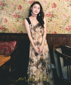 ミニ丈 | ロングワンピース ワンピース ロングワンピ レディース マキシ丈 ワンピ ノースリーブ Aライン 着痩せ 花柄 セクシー おしゃれ きれいめ 40代 30代 50代 夏