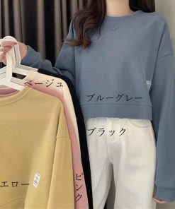Tシャツ・カットソー | ショート丈スウェット レディース 韓国風