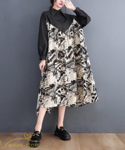 シャツワンピース | 長袖 ミディアムワンピース 切り替え ゆったり フリーサイズ 体型カバー 秋コーデ カジュアル 上品 大人 ワンピース ひざ丈 オーバーサイズ