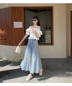 スカート | レディース チュール春夏 コーデ ウエストゴム ロングフレア着痩せ 通勤 配色 マキシ カジュアル 上品 20代30代40代50代