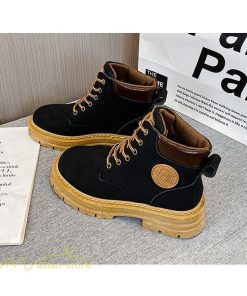 ショートブーツ | レディース ブーティー 太ヒール ブーツ ショートヒール カジュアル レースアップ 歩きやすい コスプレ靴 編み上げブーツ 厚底 ローヒール靴