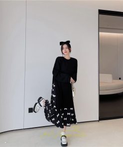 マキシ | ドッキングワンピース 秋 レディース 長袖ワンピース ロングワンピース 切り替えワンピース フェイク Aラインワンピース お呼ばれワンピース レイヤード風