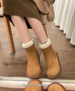 ブーツ | ムートンレディース ショートムートン 靴 防寒 冬物 フラットヒール 痛くない 防滑 ふわふわ もこもこ 履きやすい 歩きやすい 暖かい