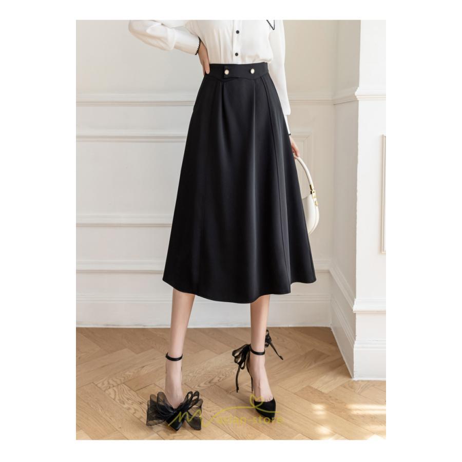 スカート | レディース ボトムス ロング丈 ミモレ丈 Aライン 楽チン 大人 きれいめ 20代 30代 40代 通勤 脚長効果 OL オシャレ 上品 ビジネス オフィス