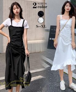 マキシ | サマーワンピース ワンピース レディース 着痩せ ノースリーブ ひざ下 カジュアル 韓国風 無地 気質 可愛い 通勤通学 ロングワンピース 20代30代40代 夏 大人