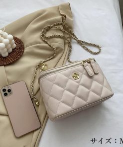 ショルダーバッグ | ミニバッグ 肩掛け キルティング チェーンバッグ レディース フェイクレザー ボックス斜め掛け