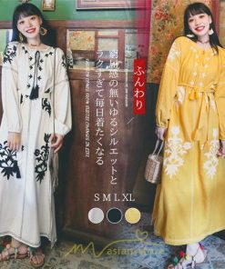 マキシ | ロングワンピース ワンピース エスニック コットンリネン 綿麻 花柄 リゾート 長袖 カジュアル 大人 夏秋 きれいめ 秋新作 スリット 体型カバー ゆったり