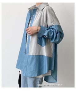 シャツ・ブラウス | ドッキングシャツ レディース 秋物 切替 デニムシャツ ライトアウター トップス 前後差 ゆったり 大きめ 長袖シャツ 20代40代 体型カバー 大人 通学通勤