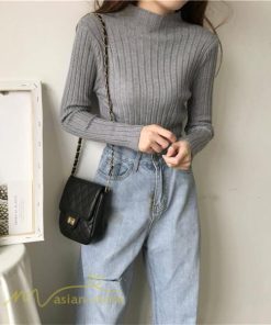 ニット・セーター | 秋 冬 ニット セーター 長袖 プチハイネック レディース トップス 無地 洗えるニット お洒落 シンプル トレンド ゆるシルエットインナー 上品 OL きれいめ 通勤