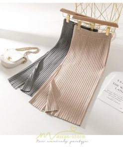 スカート | レディース ロング丈 ミモレ丈 冬 秋 暖か ボトムス ハイウエスト 美ライン スリット セクシー ニット イベント お出かけ デート お呼ばれ お食事会