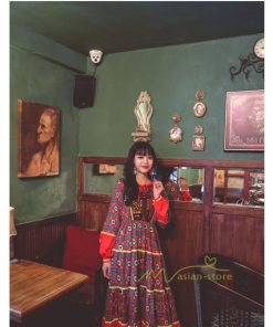 マキシ | ワンピース レディース 春夏 マキシワンピース 長袖ワンピース 綿麻 無地 Aライン フレアワンピース ハイウェスト エスニック ボヘミア風 ロング リゾート