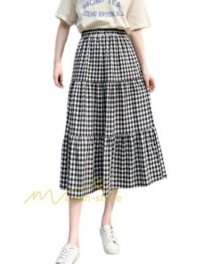 スカート | チェック柄 ロング丈 フレア ボトムス レディース おすすめ おしゃれ ブラック フリーサイズ カジュアル お出かけ 通勤通学 着痩せ 20代30代40代50代