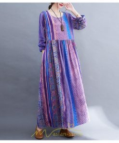 マキシ | ワンピース ルームウェア コットン 部屋着 大きいサイズ 秋 ゆったり 体型カバー 着痩せ レディース 可愛い　ゆったり ロング 外出 ぽっちゃり 長袖