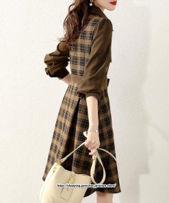 ミディアム | ワンピース レディース 40代 きれいめ シャツワンピース 秋服 長袖ワンピース チェック柄 リボンスカート オシャレ 大人 カジュアル 体型カバー 30代 50代