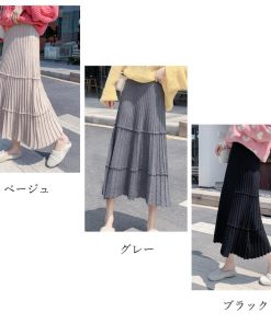フレアスカート | カジュアル Aラインスカート ボトムス ティアードスカート レディース ニットスカート プリーツスカート体型カバー 着やせ ウエストゴム