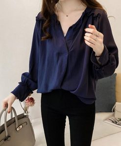 シャツ・ブラウス | 大人 夏 トップス ブラウス オフィス シャツブラウス 長袖 春 フォーマル おしゃれ Vネックブラウス ゆったり レディース