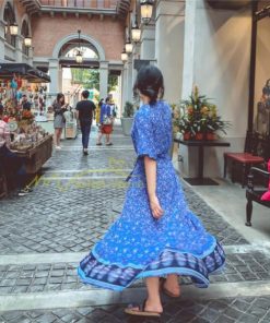 マキシ | 夏ワンピース ロングワンピース 五分袖 フレアワンピース 落ち感 涼しい 大人 30代40代 お呼ばれワンピース 旅行 花柄 プリント ビーチ 腰調節 50代