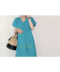 マキシ | 夏ワンピース 半袖 ロングワンピース Aライン 花刺繍 Vネック サマー ゆったり 夏コーデ 体型カバー 20代30代 黒 白 大人 40代 ママ OL シンプル フォーマル