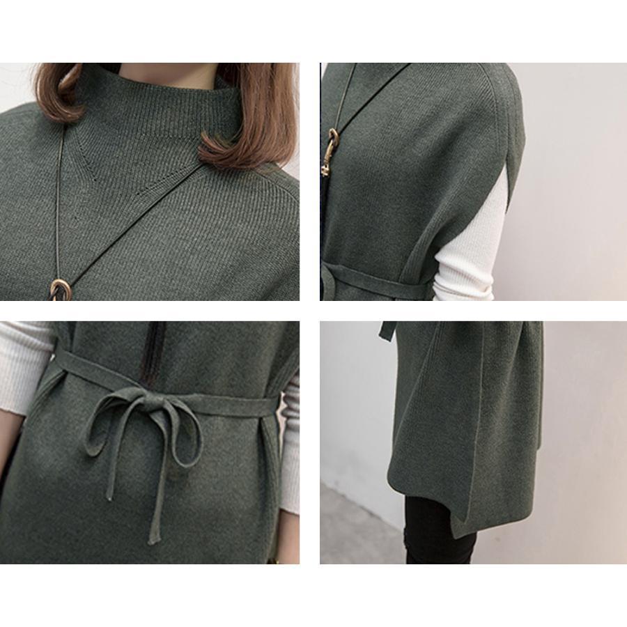 ニット・セーター | ノースリーブ ニットチュニック 韓国風