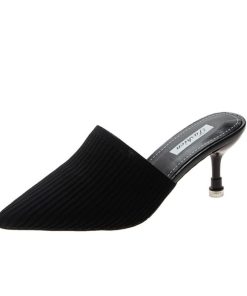 パンプス | 靴 ヒールサンダル ミュールパンプスサンダル レディース かかとなし春夏 ポインテッドトゥ サボサンダル