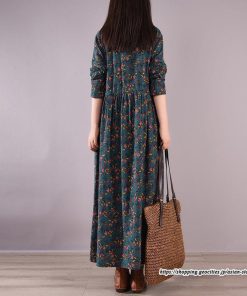 マキシ | 花柄ワンピース30代レディース秋物 リネンワンピース 綿麻風 シャツワンピース ロングワンピース ミモレ丈 長袖ワンピース リボン付き 秋ワンピース 大人