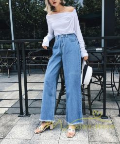 在庫ある | 短納期デニムワイドパンツ レディースボトムスジーンズ 九分丈パンツ デニムボトムス デニムパンツ 春夏秋 薄手 ゆったり 通学通勤 着痩せ ハイウエスト OL 無地