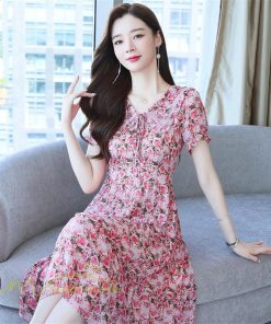 ミディアム | ワンピース レディース Aライン カジュアル Vネック サマー 半袖 ひざ丈 ミディアムワンピース 大きいサイズ 上品 花柄 着痩せ サマーワンピース 夏服