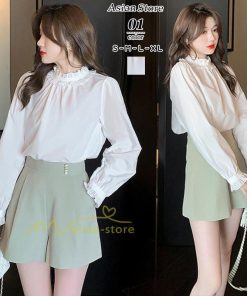 シャツ・ブラウス | ブラウス レディース きれいめ 40代 春秋 上品 無地 ブラウス 長袖 ゆったり オシャレ 韓国風 通勤 着痩せ フェミニン 30代 大人 カジュアル レース付き 50代