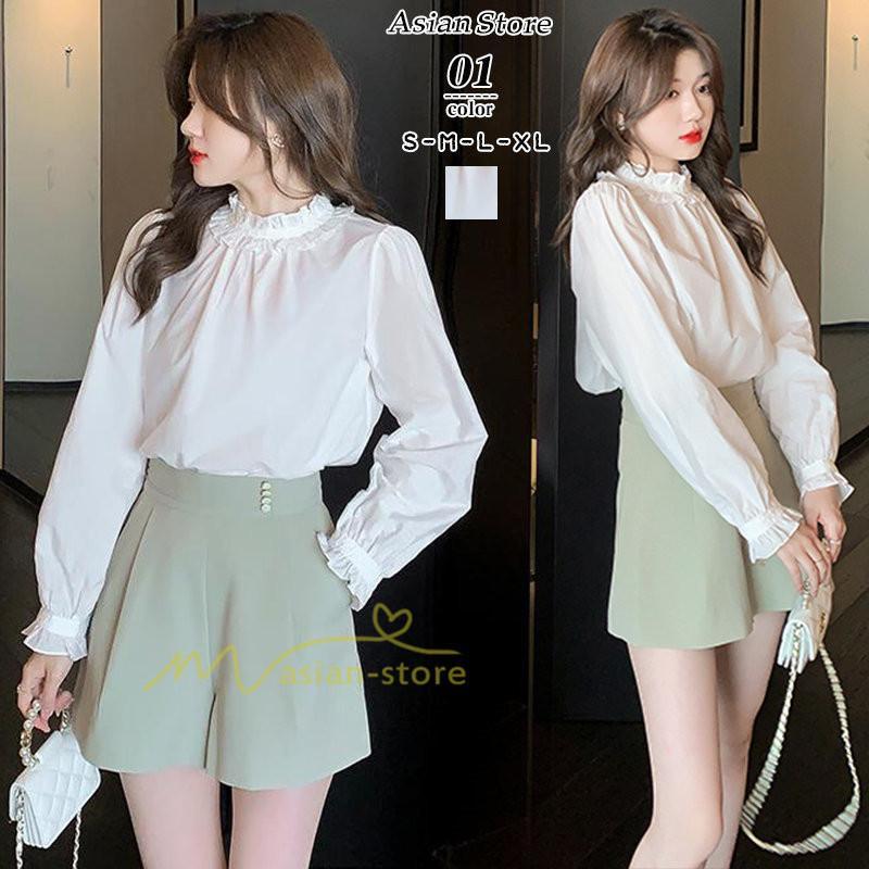 シャツ・ブラウス | ブラウス レディース きれいめ 40代 春秋 上品 無地 ブラウス 長袖 ゆったり オシャレ 韓国風 通勤 着痩せ フェミニン 30代 大人 カジュアル レース付き 50代