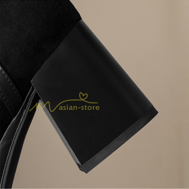 ロングブーツ | レディース ブーツ 秋冬 シューズ 靴 太ヒール チャンキーヒール 合皮ブーツ PUブーツ ロング靴 コスプレ COS くつ 大人 サイドファスナー