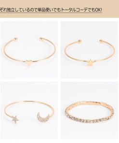 その他アクセサリー | 4点セット 星 カフブレスレット モチーフ ラインストーン 女友達 月 キラキラ カフバングル レディース 誕生日プレゼント アクセサリー