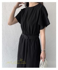 マキシ | 夏ワンピース ロングワンピース フレア 無地 半袖 ベルト付き Aラインワンピース レディース ワンピ 可愛い 体型カバー 大きいサイズ ゆったり カジュアル