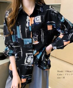 シャツ・ブラウス | ブラウス レディース 長袖 韓国風 柄シャツ