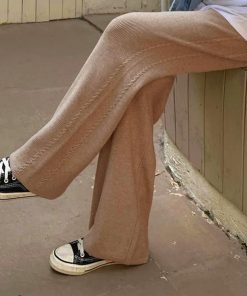 ワイドパンツ | ワイドニットパンツ 韓国風 ロングパンツ