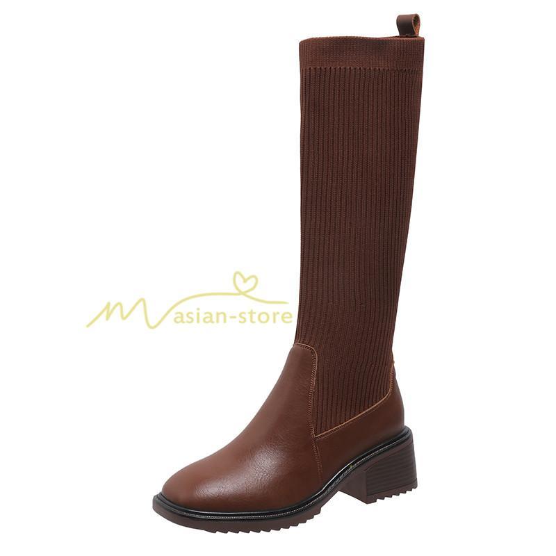 ロングブーツ | ブーツ ヒール カジュアル レディース 靴 シューズ お出かけ 秋冬 ロング丈ブーツ ジョッキーブーツ 春秋冬 美脚 黒靴 太ヒール 大人