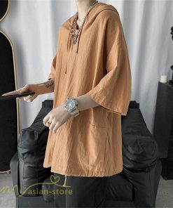 Tシャツ | トップス メンズ カットソー パーカー フード付き カジュアル 無地 7分丈 ゆったり 大きいサイズ 20代 30代 夏新作 ルームウェア 体型カバー シンプル