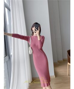 ニットワンピース | タイト ワンピース ニット レディース 秋冬 ワンピース 結婚式 ミモレ丈 ロング丈 着痩せ 通勤 上品 オフィス 高級感 おしゃれ 暖か