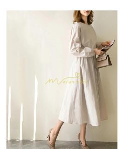 マキシ | ワンピース 秋 レディース 綿麻ワンピース ロングワンピース ウエストリボン付き 縛る 着痩せ Aラインワンピース 30代40代50代 長袖ワンピース 大人 可愛い 無地