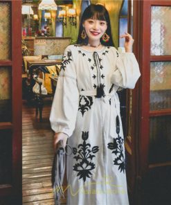 マキシ | ロングワンピース ワンピース エスニック コットンリネン 綿麻 花柄 リゾート 長袖 カジュアル 大人 夏秋 きれいめ 秋新作 スリット 体型カバー ゆったり