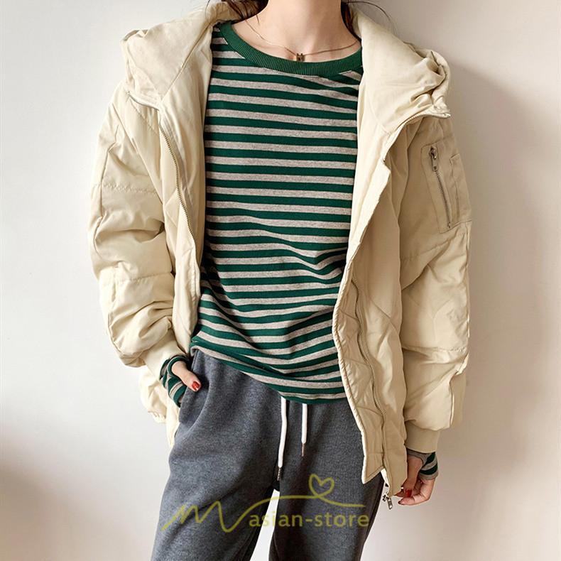 tシャツ・カットソー | 春物 レディース Tシャツ カットソー 長袖 トップス 綿 ボーダー シンプル プルオーバー リブ 柔らか 美ライン スリム ストレッチ 丸ネック 微伸縮 20代30代