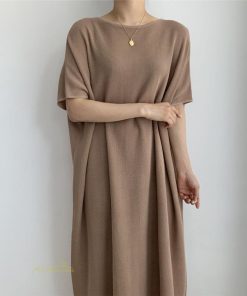 マキシ | ワンピース 夏 春 レディース 半袖 カジュアル 30代 20代 ロング かわいい 無地 5分袖 ゆるシルエット 体型カバー ビッグシルエット カジュアル