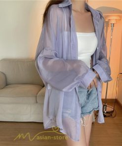 カーディガン | UVカット 接触冷感 シャツ レディース サマーシフォン 透け感 冷房対策 涼感 ひんやり 薄手 シンプル トップス 長袖 体型カバー