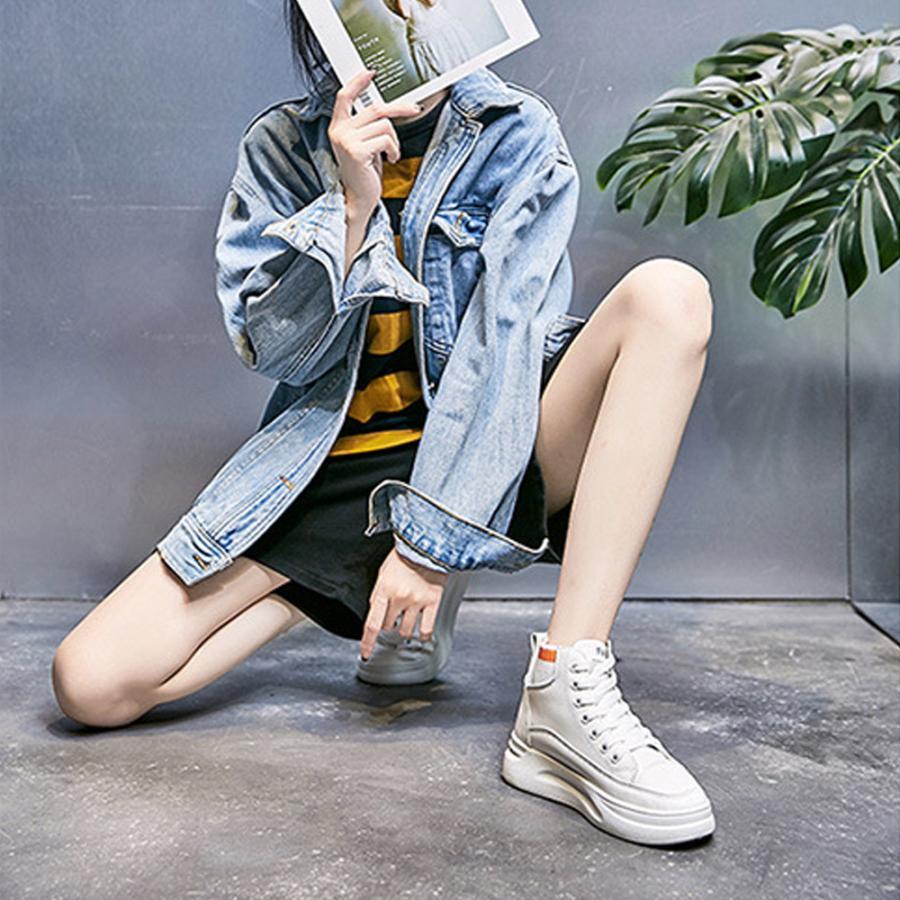 ショートブーツ | 厚底 シューズ スニーカー プラット 韓国風 おしゃれ ハイカット 靴スポーツ 履きやすい 疲れない レースアップ レディース