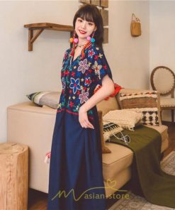 マキシ | ワンピース レディース リゾートワンピ かわいい 半袖 Ｖネック 刺繍 上品 Aライン ロング丈 ロング丈ワンピ エスニック風 結婚式 ファッション 二次会 卒業式