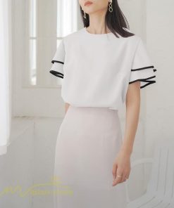 tシャツ・カットソー | トップス Tシャツ レディース 半袖 クルーネック ゆったり おしゃれ ブラウス 着痩せ 春 夏 秋 新作 L M 可愛い スカラップ袖 カジュアルTシャツ 無地