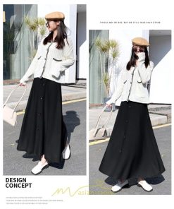 スカート | Aラインレディース マキシロング マキシ プ 着痩せ 秋冬 お呼ばれ トレンド お出かけ 通勤 リゾート 通学 ウェストゴム　ニット