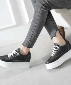 スニーカー | 厚底シューズ レディース 厚底 レースアップ ラウンドトゥ ウォーキングシューズ 靴 白 シューズ 厚底スニーカー ローカット スポーツ 黒